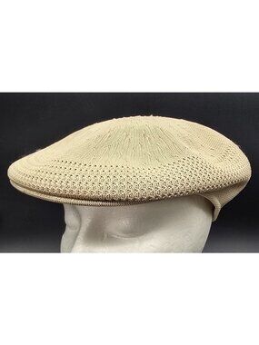 Kangol Tropic 504 Ventair 0290BC Flat Cap Hat Beige USA Made Newsboy Cabbie sz S